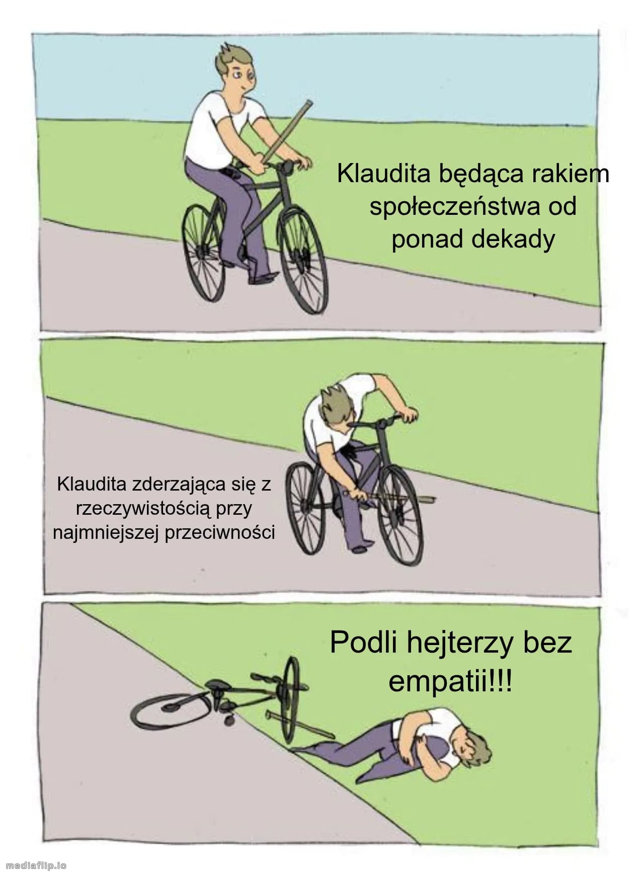 Podli hejterzy bez empatii!!!
Klaudita będąca rakiem społeczeństwa od ponad dekady
Klaudita zderzająca się z rzeczywistością przy najmniejszej przeciwności