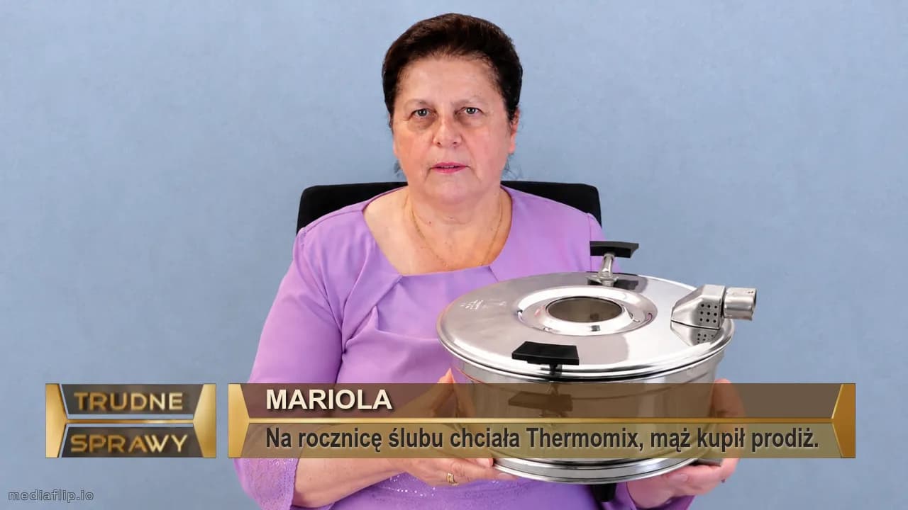 Mariola
Na rocznicę ślubu chciała Thermomix, mąż kupił prodiż.