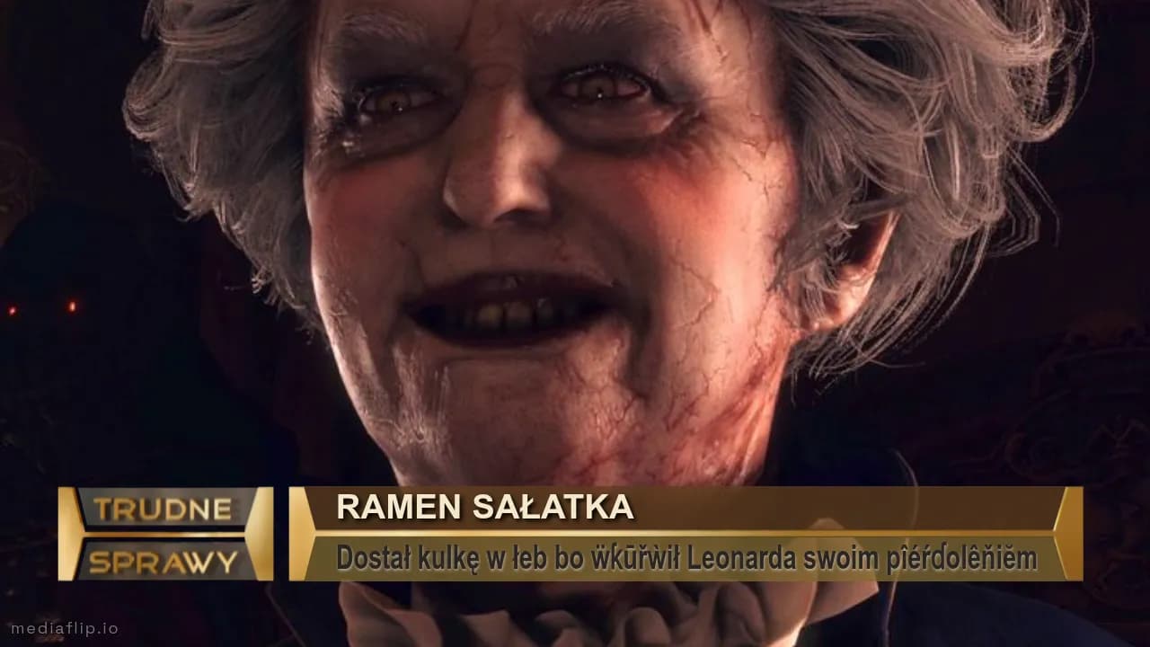 Ramen sałatka 
Dostał kulkę w łeb bo ẅƙūřẁił Leonarda swoim pîéŕɗolêňiĕm