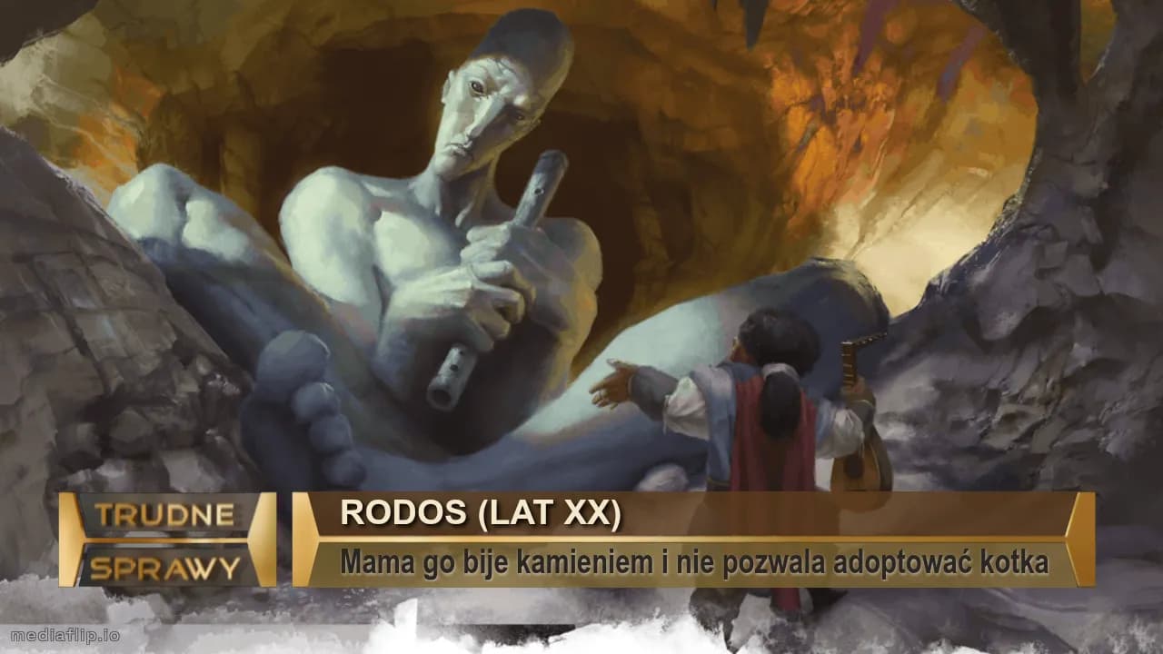 Rodos (lat XX)
Mama go bije kamieniem i nie pozwala adoptować kotka