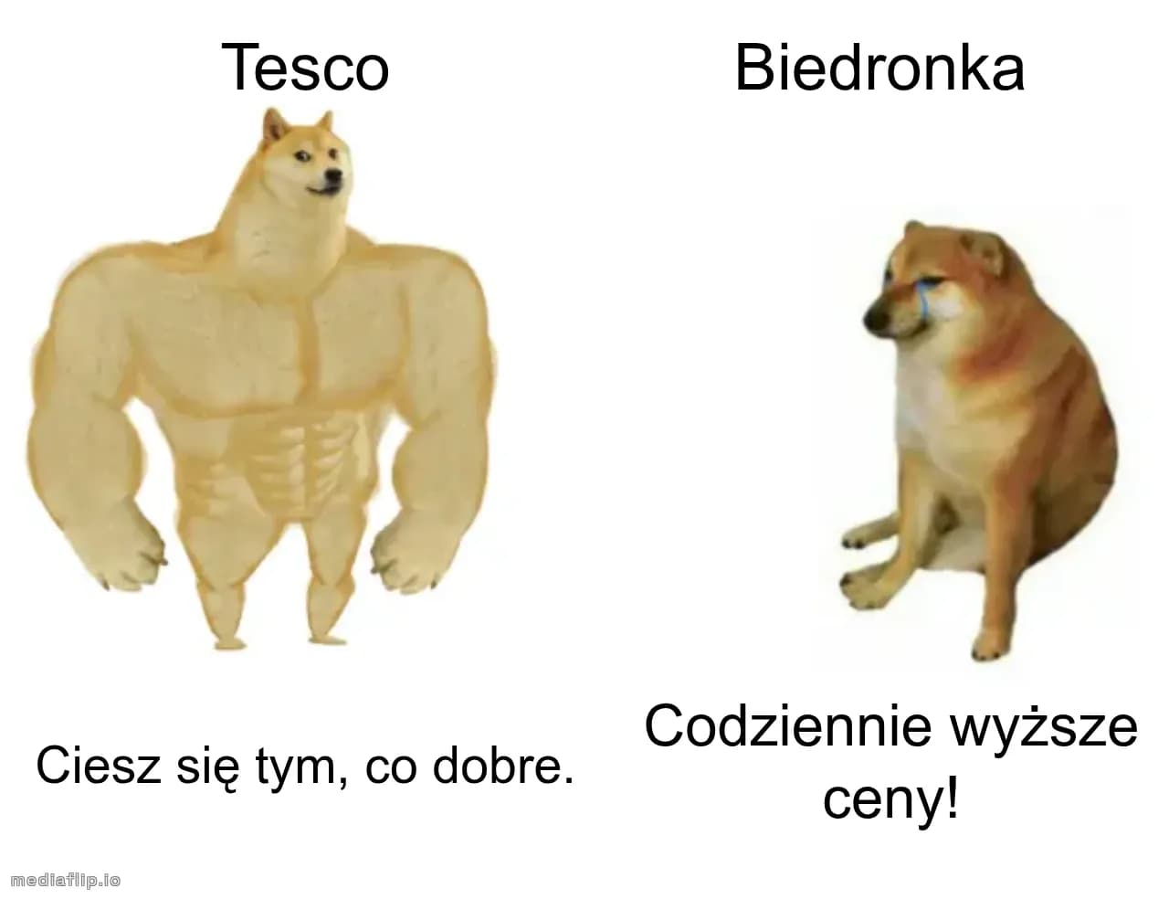 Tesco
Biedronka
Codziennie wyższe ceny!
Ciesz się tym, co dobre.