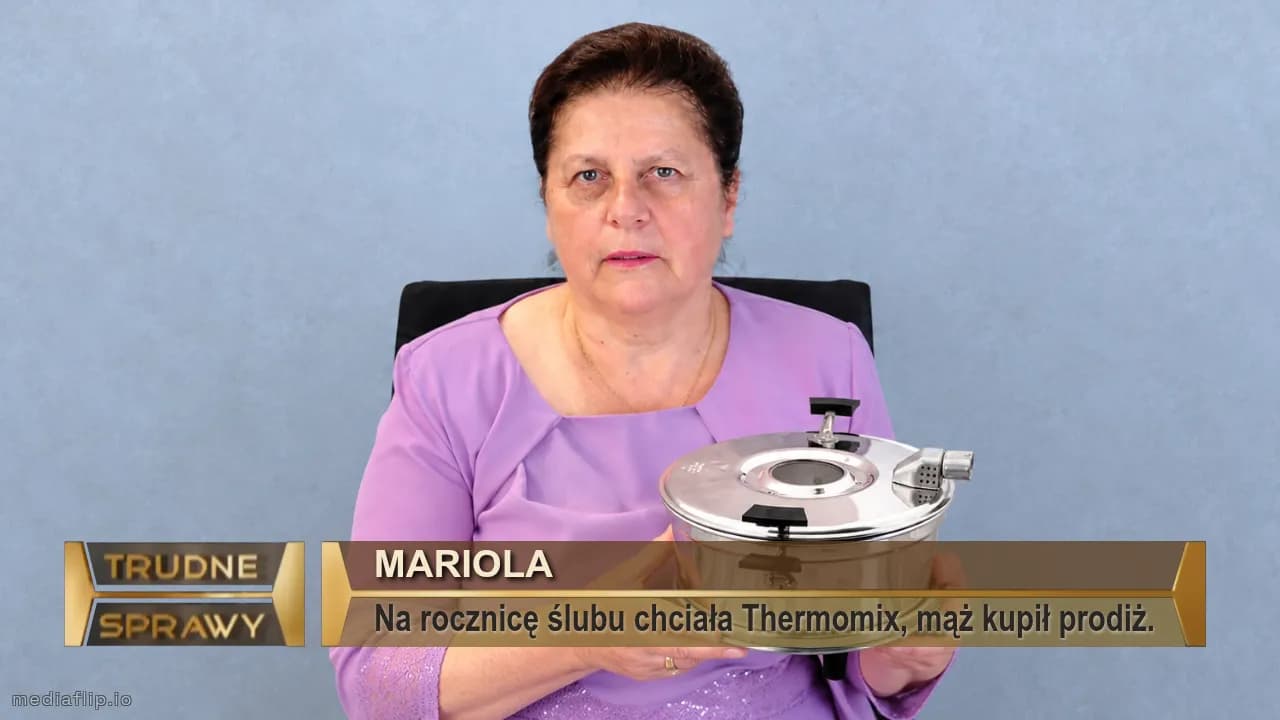 Mariola
Na rocznicę ślubu chciała Thermomix, mąż kupił prodiż.