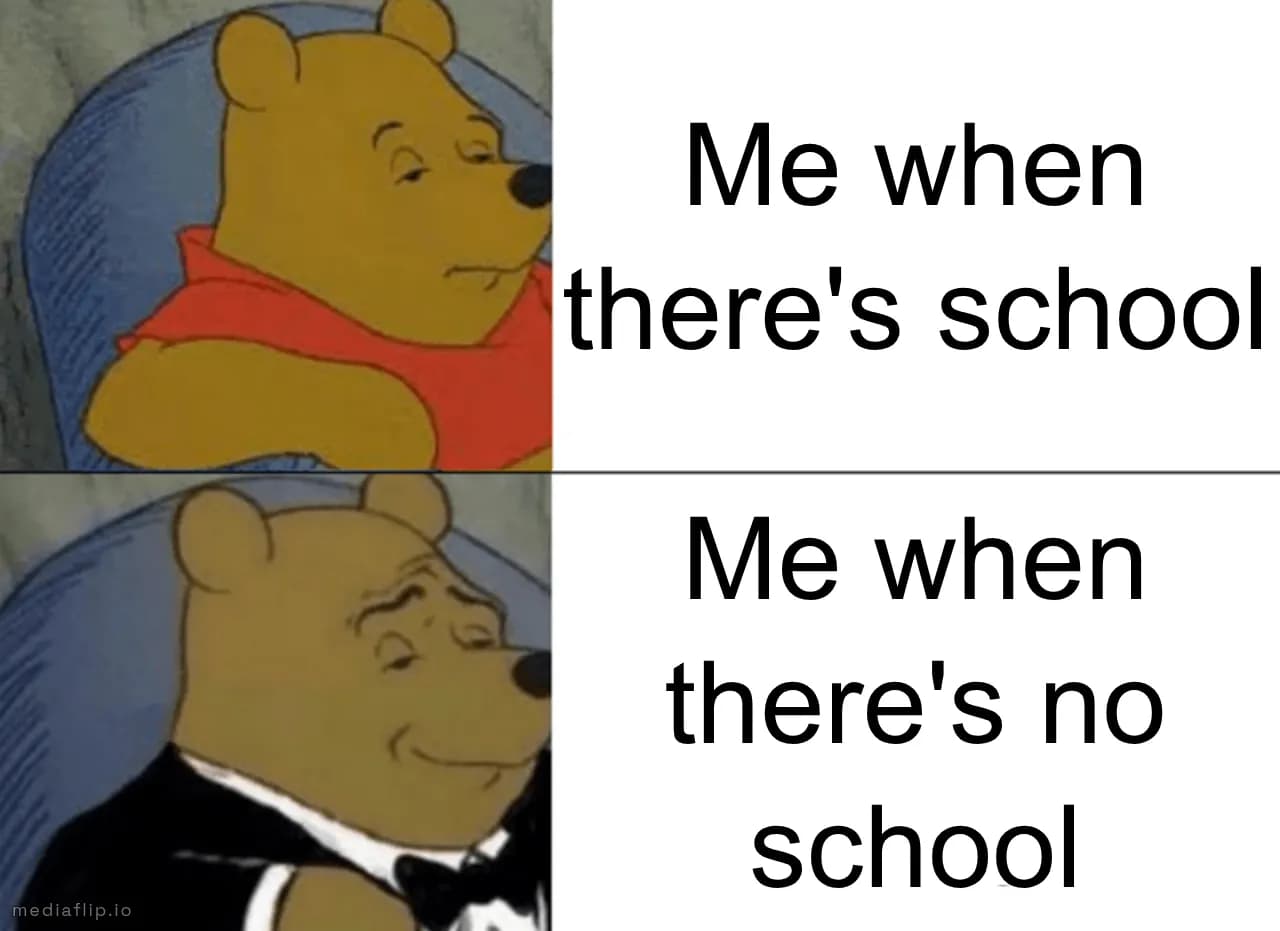 Me when there's school - Me when there's no school